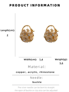 Detailed product dimensions of flower hoop earrings with acrylic and crystal inlay