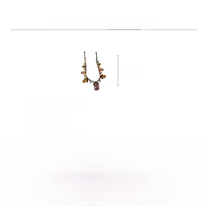 Detailed spec sheet showing a luxury copper zircon floral necklace with 44.5cm length