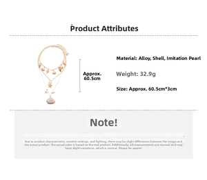 Spécifications de taille du collier multicouche sur le thème de l'océan avec coquillage