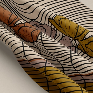 Morandi minimalist abstract art tapestry with modern earth tone geometric leaf patterns