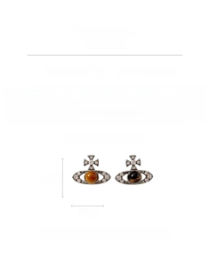 Détails de boucles d'oreilles Saturne en argent avec œil de tigre et zircons