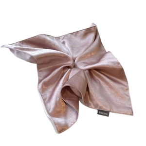 Glossy satin ice cream color square scarf hair scrunchie in dusty rose pink finish