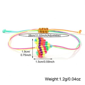 Bracciale cuore intrecciato arcobaleno fatto a mano con cordino regolabile colorato