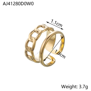 Detailed dimensions of hollow chain pattern stainless steel ring with 1.1cm width