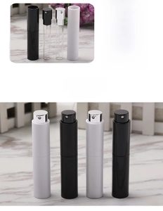 Detailed view of 10ml refillable perfume spray bottle with glass inner and ABS shell