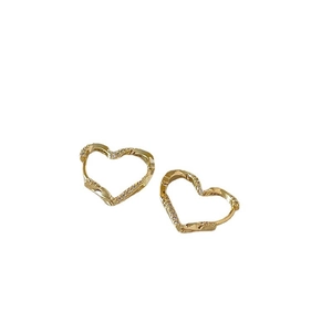 Gold plated heart hoop earrings with sparkling zircon stones in a minimalist design
