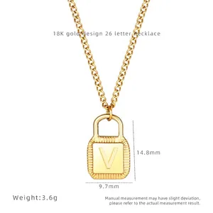 Macro view of 18K gold letter V lock pendant with size 14.8x9.7mm and weight 3.6g
