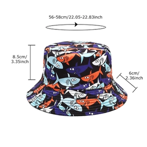 Bob réversible à imprimé requin avec dimensions 56-58cm pour protection solaire rue