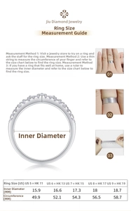 Detailed ring size guide showing circumference and inner diameter measurement steps