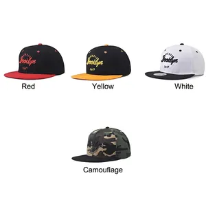 Brooklyn Hip-Hop Snapback Caps in vier Farben mit 3D-Stickerei und flachem Schirm-Design
