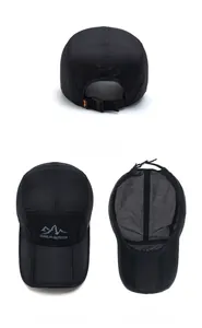 Detail view of quick-dry outdoor cap showing breathable mesh lining and adjustable buckle strap