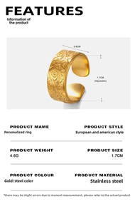 Detailed size chart showing 0.8cm width of the adjustable steel eye relief ring
