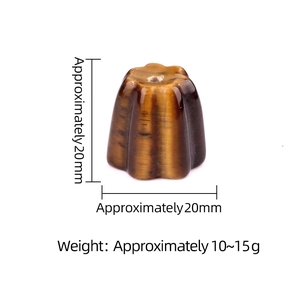 Tiger Eye stone flower incense burner base in canelé shape with 20mm dimensions