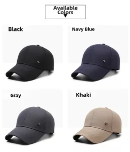 Detailed comparison of mens baseball caps in black, navy blue, grey, and khaki colors