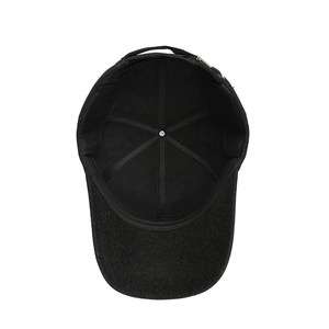 Men's wool baseball cap with warm ear protection flaps in classic black for winter