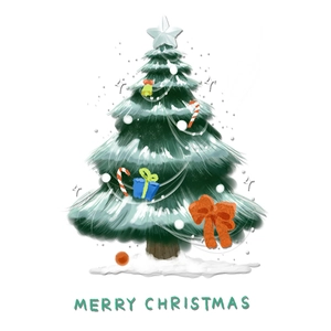 Autocollant fenêtre sapin de Noël vert avec décorations festives et texte Merry Christmas