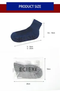 Detailed size chart for diabetic socks showing leg height and sole length measurements
