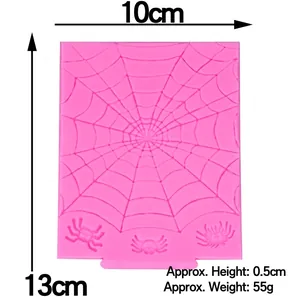 Moule en silicone rose toile d'araignée pour fondant d'Halloween 10x13cm