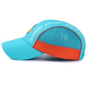 Mesh sports baseball cap in teal and orange with Shoot your stroke embroidery