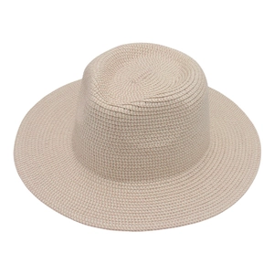 Classic lightweight handmade panama straw hat with wide brim and flat top design