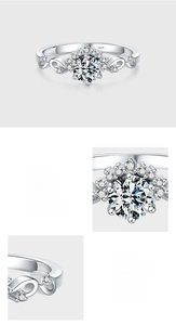 Macro detail of S925 sterling silver stamp and prong setting on the cubic zirconia ring