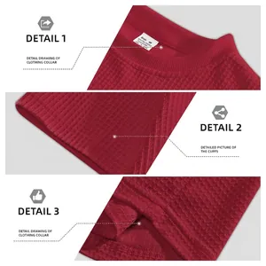 T-shirt da uomo rosso scuro in maglia a nido d'ape con girocollo e tessuto traspirante