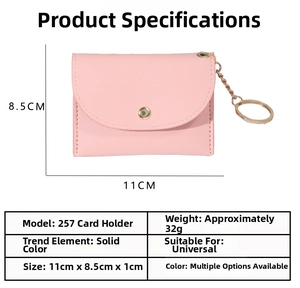 Dimensions détaillées du porte-cartes enveloppe rose avec bouton et chaînette