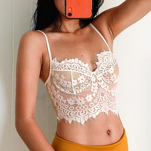 Body ultra-fin en dentelle blanche avec bordure cil et armatures pour femmes