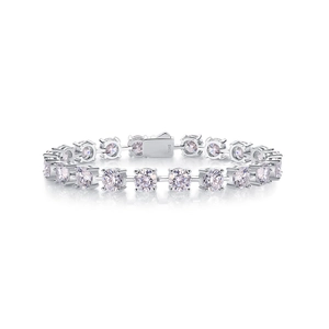 Klassisches S925 Sterling Silber Tennisarmband mit runden, glänzenden Zirkonia Steinen