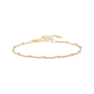 Minimalist S925 sterling silver beaded bracelet with golden finish and lobster clasp