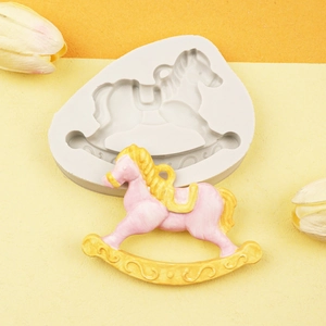 Stampo in silicone a forma di cavallo a dondolo per decorazioni torte fai da te