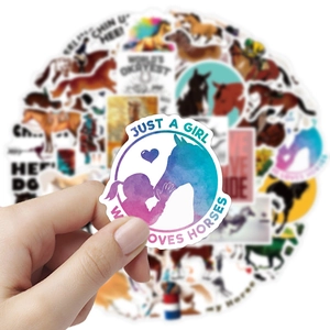 Waterproof vinyl horse sticker for girls showing a blue and purple gradient silhouette