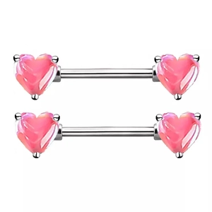Paia di piercing per capezzoli in acciaio inossidabile con cristalli a cuore rosa
