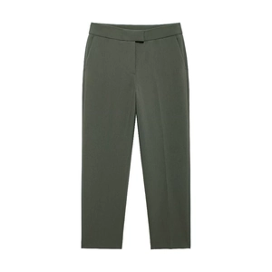 Ensemble tailleur femme vert olive foncé avec blazer structuré et pantalon droit