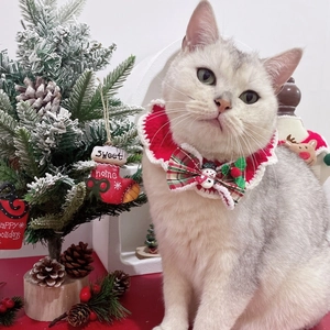 Handmade Christmas pet crochet collar with snowman and holly for cats and dogs