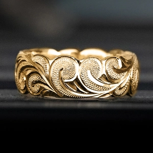 Wide Band Ring Copper Hawaiian Engraved Scroll Wave Texture Retro Minimalist Jewelry For Men Women