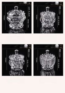 Detailed comparison of four transparent glass storage jars with different embossed textures