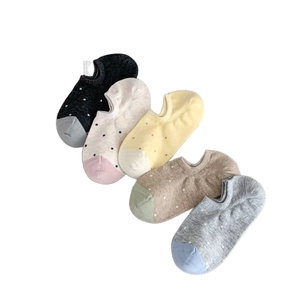 5-pack of breathable polka dot low cut liner socks for women in assorted colors