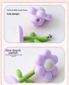 Magnetic flower night light featuring a detachable lamp head and petal power switch