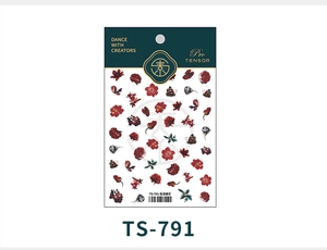 Autocollants 5D pour ongles avec motifs de roses rouges vintage et de papillons