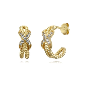 Twisted Stud Earrings Geometric Zircon Copper Jewelry With 925 Sterling Silver Earring Post Trendy Ins Style For Women