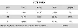 Size information chart for formal off-shoulder feather dress with detailed measurements