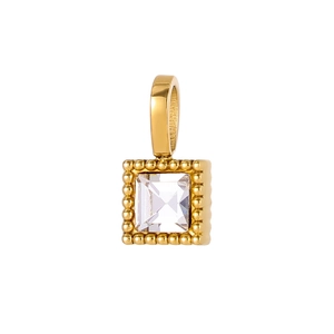 Elegant 18K gold plated stainless steel necklace with square cubic zirconia pendant