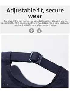 Dettaglio del cinturino regolabile e della fibbia in plastica sulla base del cappello