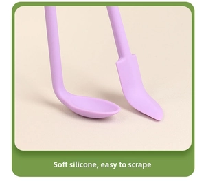 Detailed macro view of flexible purple silicone spatula tips for scooping and scraping