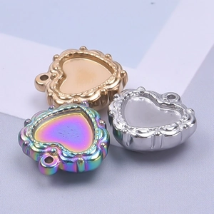 Supports de pendentif coeur en acier inoxydable doré, argenté et multicolore