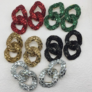 Statement Stud Earrings For Women With Alloy Rhinestone And Stainless Steel Earring Post Geometric Link Party Fashion