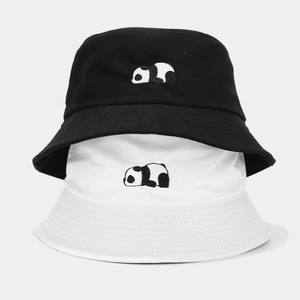 Chapeau Bob Coton Broderie Panda Mignon Protection Solaire Extérieur Décontracté Chapeau Pêcheur Unisexe Femmes Hommes