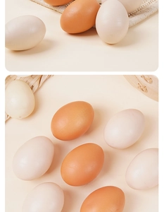 Realistic artificial egg models in cream and light brown with a matte textured surface