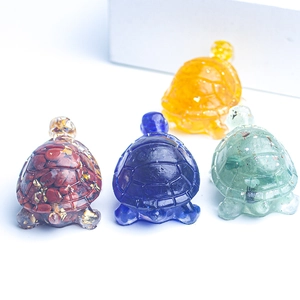 Cute crystal resin turtle figurines in multiple colors for desktop and fish tank decor